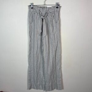 SO Women's Small Wide Leg Linen Pants High‎ Rise Waist Tie Front 27x33 NWT